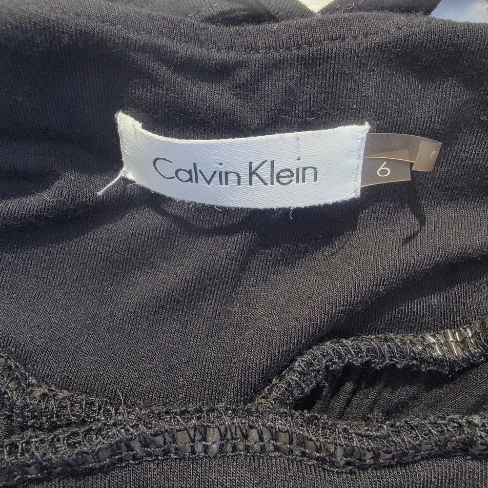 Calvin Klein Black Maxi Dress Sleeveless Strappy Criss Cross Back Slimming Sz 6 - Picture 7 of 9